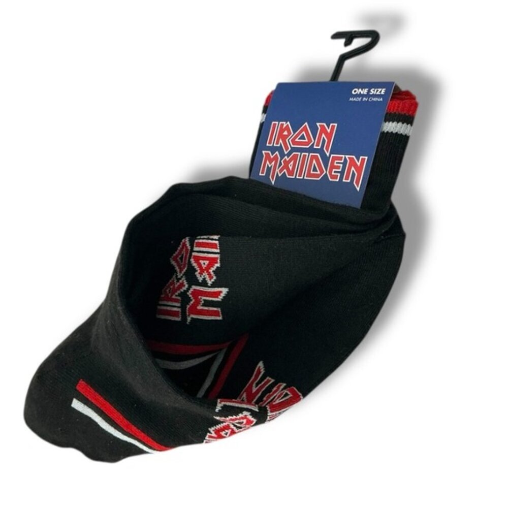Iron Maiden Band Socks Novelty Fun Men’s Unisex Black Red Adult One Size 7-12 - Picture 8 of 16